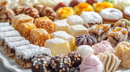 Close-up of a plate of European festival sweets, with ample room for copy aboveの素材