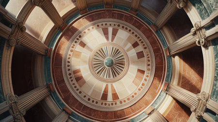 Top view of architectural podiums, showcasing intricate design elements with ample space for copy or additional visualsの素材