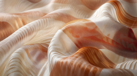 Wavy plaid fabric, elegantly draped to emphasize its pattern, offering a sophisticated textile presentationの素材