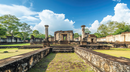 A panoramic view of the ruins of Polonnaruwa in Sri Lanka. Copy space availableの素材