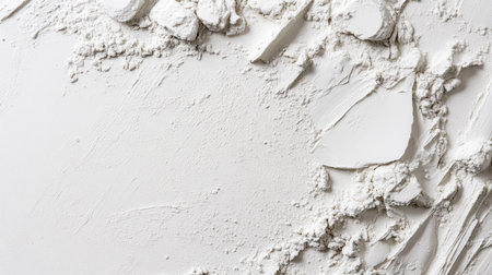 Kaolin clay powder spread on a smooth surface, with some loose clumps around. No people, copy spaceの素材