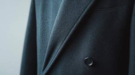 Sophisticated tailored coat displayed against a neutral background. Copy space at the top for textの素材