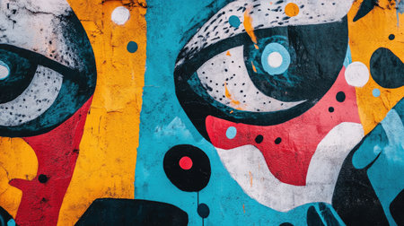 Artistic wall with bold and colorful graffiti, capturing the energy and creativity of street art.の素材