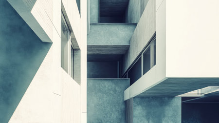 Elevated view of podium buildings, emphasizing structure and form, with plenty of room for text or graphic overlaysの素材