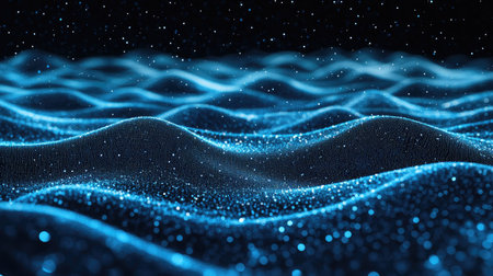 A 3D rendering of data packets flowing through a network, symbolizing communication technology.の素材