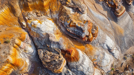 Top view of the vibrant Petrified Forest National Park landscape, with room for text.の素材