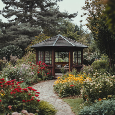 Prompts for Stock Photos: Popular Garden House, No People, Copy Spaceの素材