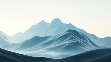 Stunning alpine mountain with rolling hills in the foreground, plenty of copy space available.の素材