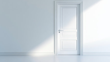 Minimalist door design with a white finish and simple handleの素材