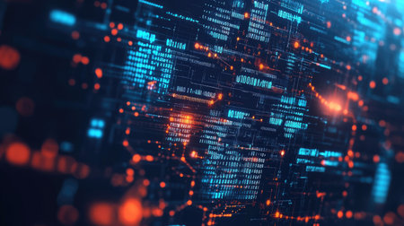 Futuristic abstract technology background featuring big data elements, illustrating advanced data processing and digital innovation.の素材