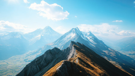 Majestic mountain view from the top of the Swiss Alps. Clear, high quality, no people, copy spaceの素材