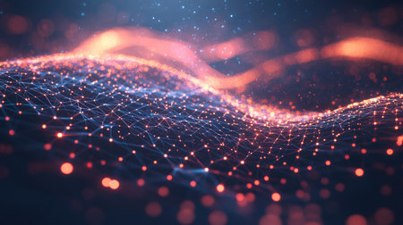 Abstract background with modern digital elements and glowing network connectionsの素材