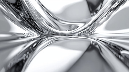 Sleek chrome background with a reflective surface and modern, polished finishの素材
