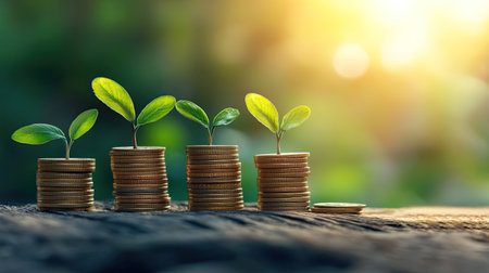 Increasing money stacks representing growth and profitability, ideal for investment and financial planning visuals.の素材