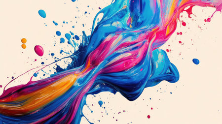 Abstract paint splash background with bold, vibrant colors and dynamic strokesの素材