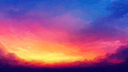 Vibrant sunset background with warm hues blending into a twilight skyの素材