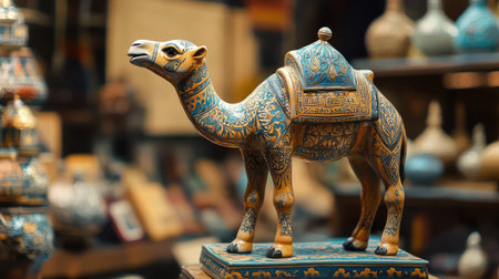 Camel figurine souvenir with intricate patterns, Dubai. Copy spaceの素材