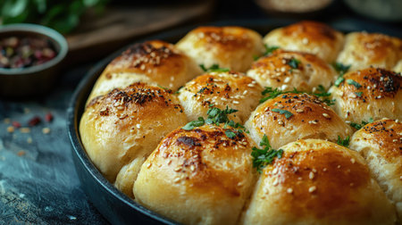 Close-up of fluffy wheat-flour khameer bread, golden and soft. Copy spaceの素材