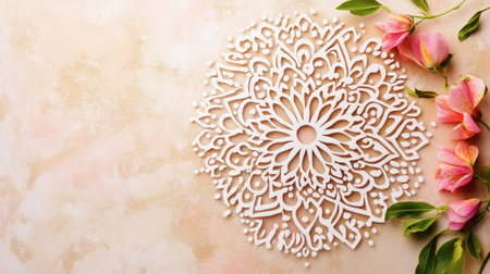 Delicate henna design stencil inspired by Emirati culture. Copy spaceの素材