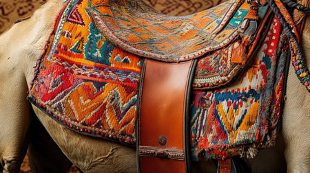 Decorative camel saddle with patterns and embroidery Copy spaceの素材