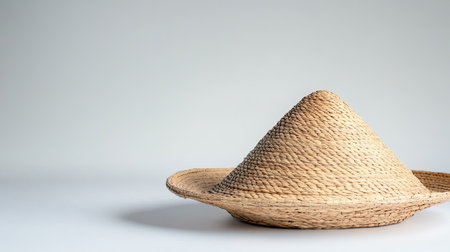 Date palm leaf hat, woven in traditional Emirati fashion. Copy spaceの素材