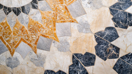 Detail of Sheikh Zayed Grand Mosque marble patterns, elegant space for textの素材