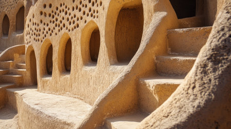 Al traditional mudbrick structures, with ample blank space above for text.の素材