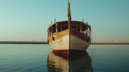 Dubai traditional dhow boat docked near the historic creek. Copy spaceの素材