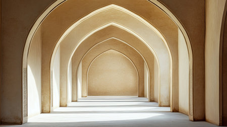 Al historic palace with arched doorways, ample copy space.の素材