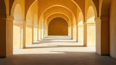 Al historic palace with arched doorways, ample copy space.の素材