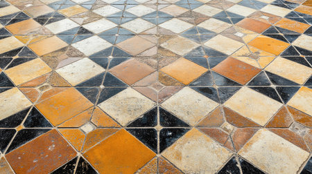 Arabic geometric designs on tiles in a heritage area. Copy spaceの素材