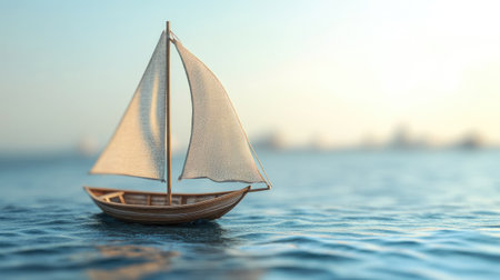 A dhow model with sails, symbolizing Dubai heritage. Copy spaceの素材