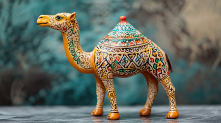 Camel figurine souvenir with intricate patterns, Dubai. Copy spaceの素材