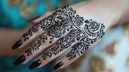 Delicate henna design stencil inspired by Emirati culture. Copy spaceの素材