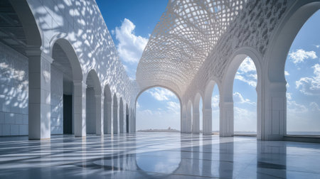 Abu Dha National Theater, with traditional design and sky space.の素材