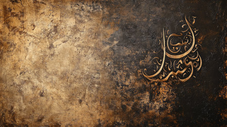 Arabic calligraphy artwork with rich textures. Copy spaceの素材