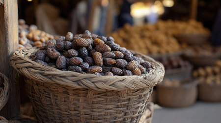 basket with local dates in an Emirati souk Copy spaceの素材