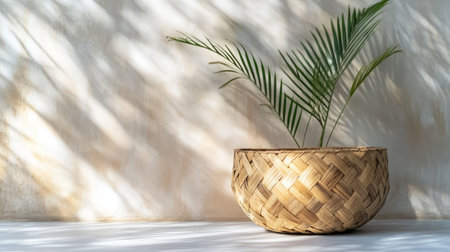 Handmade palm frond basket used in Emirati households. Copy spaceの素材