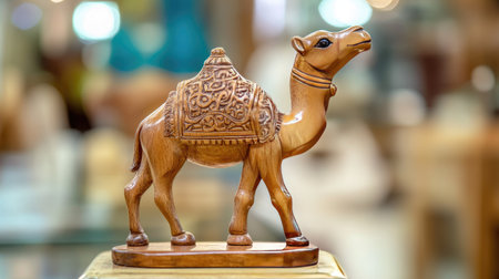 Hand carved camel figurine a symbol of culture. Copy spaceの素材