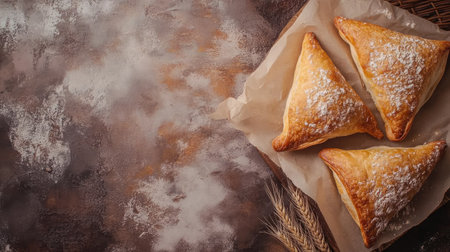 Crispy wheat-based fatayer pastries filled with cheese. Copy spaceの素材