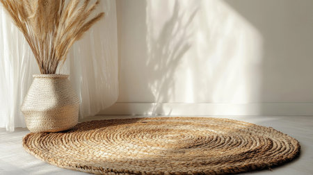 Handwoven date palm mat used in Emirati decor. Copy spaceの素材