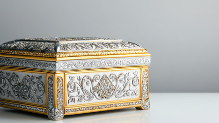 Gold and silver Arabic on jewelry box. Copy spaceの素材