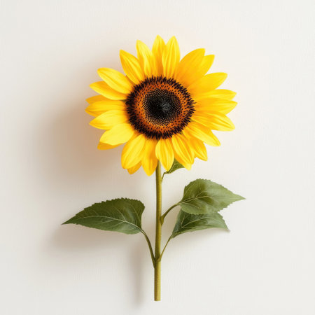 This stunning sunflower showcases vibrant yellow petals and a rich brown center, symbolizing joy and warmth in nature's beauty. Perfect for various projects.の素材