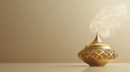 Discover the beauty of this elegant gold incense holder, surrounded by soft smoke. Perfect for enhancing relaxation and creating a serene ambiance in any space.の素材
