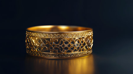 Stunning golden cuff bracelet featuring intricate designs and elegant details. Perfect for fashion enthusiasts seeking a luxurious statement piece.の素材