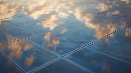 This image showcases a reflective surface with artistic cloud patterns, creating a serene and modern aesthetic that enhances any design project.の素材