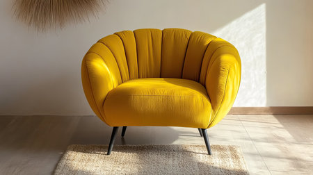 A vibrant yellow modern chair adds a pop of color to any contemporary interior. Perfect for cozy spaces, this stylish seating option enhances comfort and aesthetic appeal.の素材
