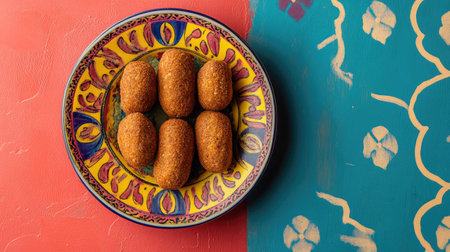 A vibrant plate showcasing delicious fried snacks, beautifully arranged and ready to be enjoyed. Perfect for cultural dining experiences and gatherings.の素材
