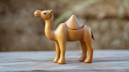 This wooden camel figurine showcases artistry and craftsmanship, perfect for decor or as a playful collectible. Ideal for any rustic setting or gift.の素材