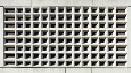 Explore this striking geometric pattern showcasing modern architecture. The design presents a unique interplay of light and shadow on a structured facade.の素材